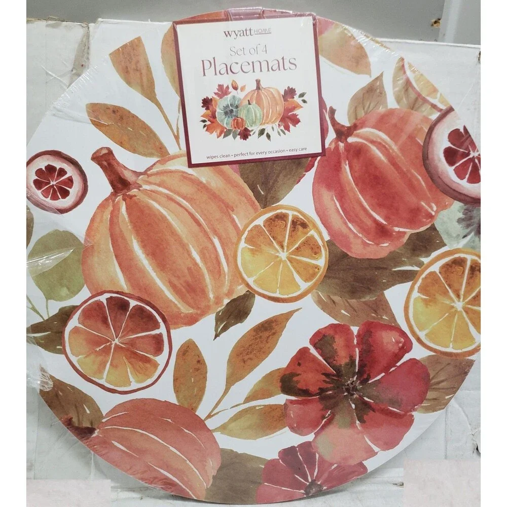 Set of 4 Round Hard Placemats With Cork Back (15